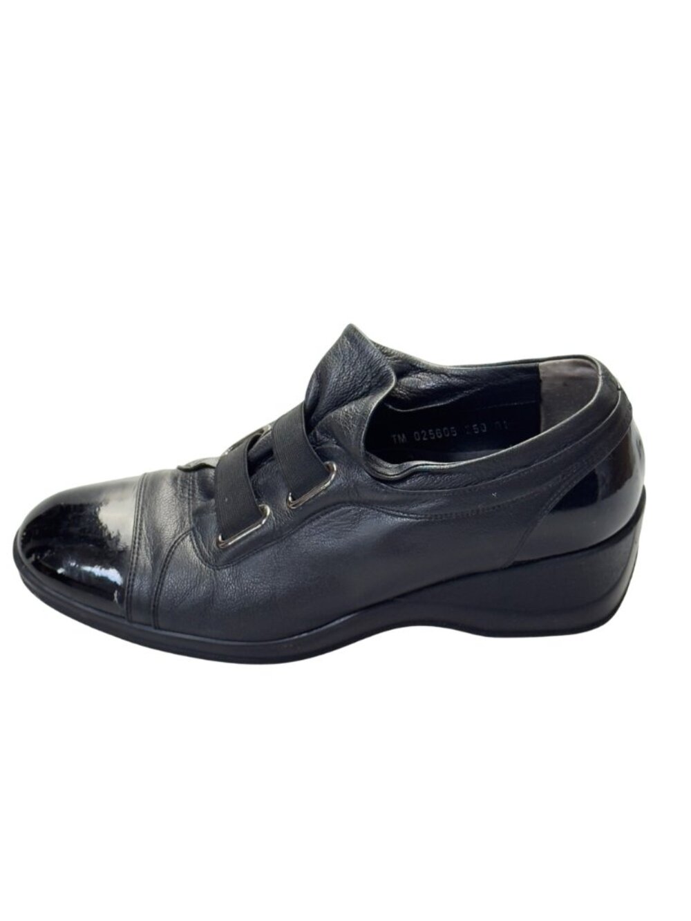 MOOK STYLE Women’s Shoes Black Leather Cap Toe Wedges Heels Size 9.5M - Picture 6 of 13